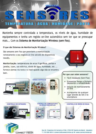 Sensores Wireless com transmissão e registo automático